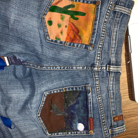 custom paint 7FAMK jeans - Picture 2 of 7
